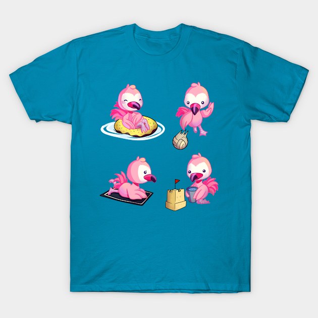 Beach Flamingos T-Shirt by Griffywings
